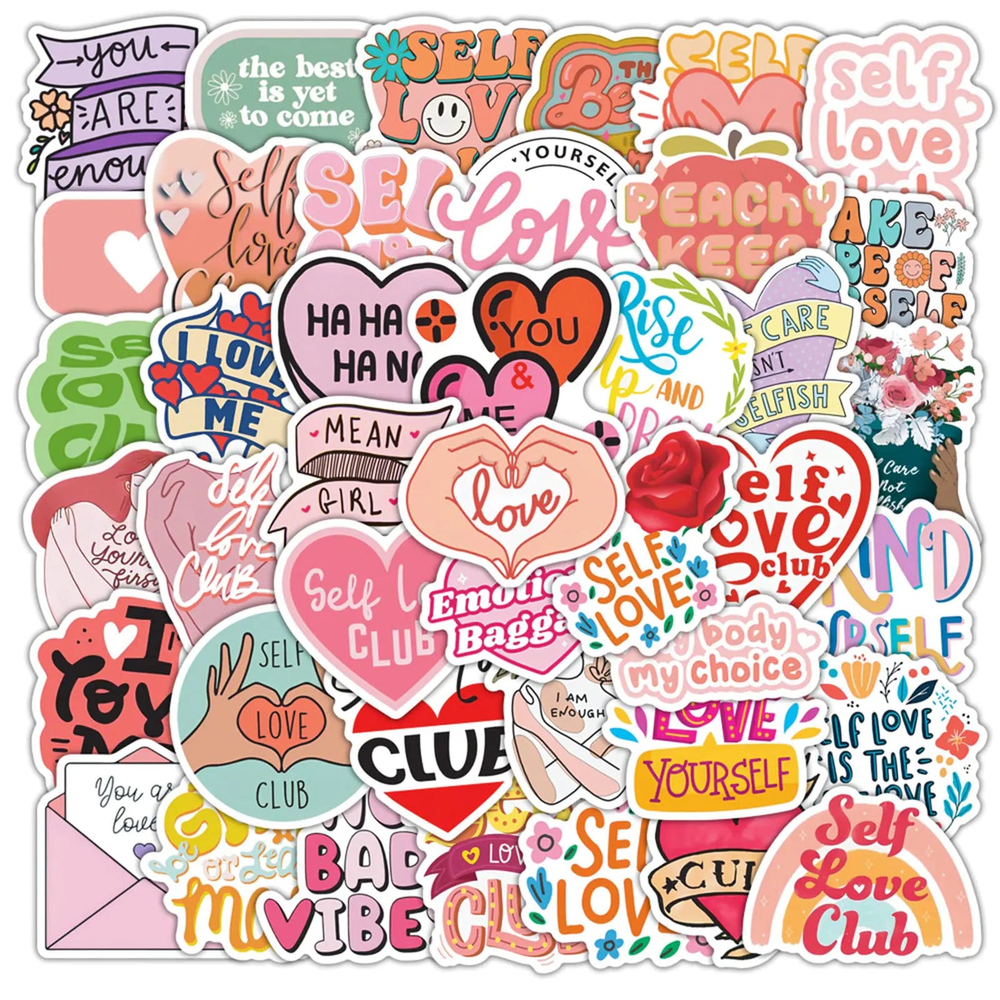 Love Stickers Self Care Stickers 50PCS Self Love Gifts Stickers for Girls Women Glueewee Vinyl Waterproof Mental Health Stickers for Water Bottles Laptop