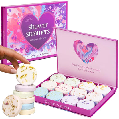Valentines Day Gifts for Her Aromatherapy Shower Steamers – 12-Pack Self Care & Spa Gifts for Women Relaxation & Stress Relief Bath Shower Bombs with Lavender & Eucalyptus Essential Oils