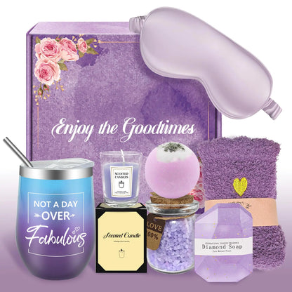 Self Care Gifts for Women Relaxing Spa Gifts Care Package Set for Women with Tumbler Self Care Kit with Bath bomb Bath Salt Candle Soap Self Care Basket for Women Wife Mom Friends Sister