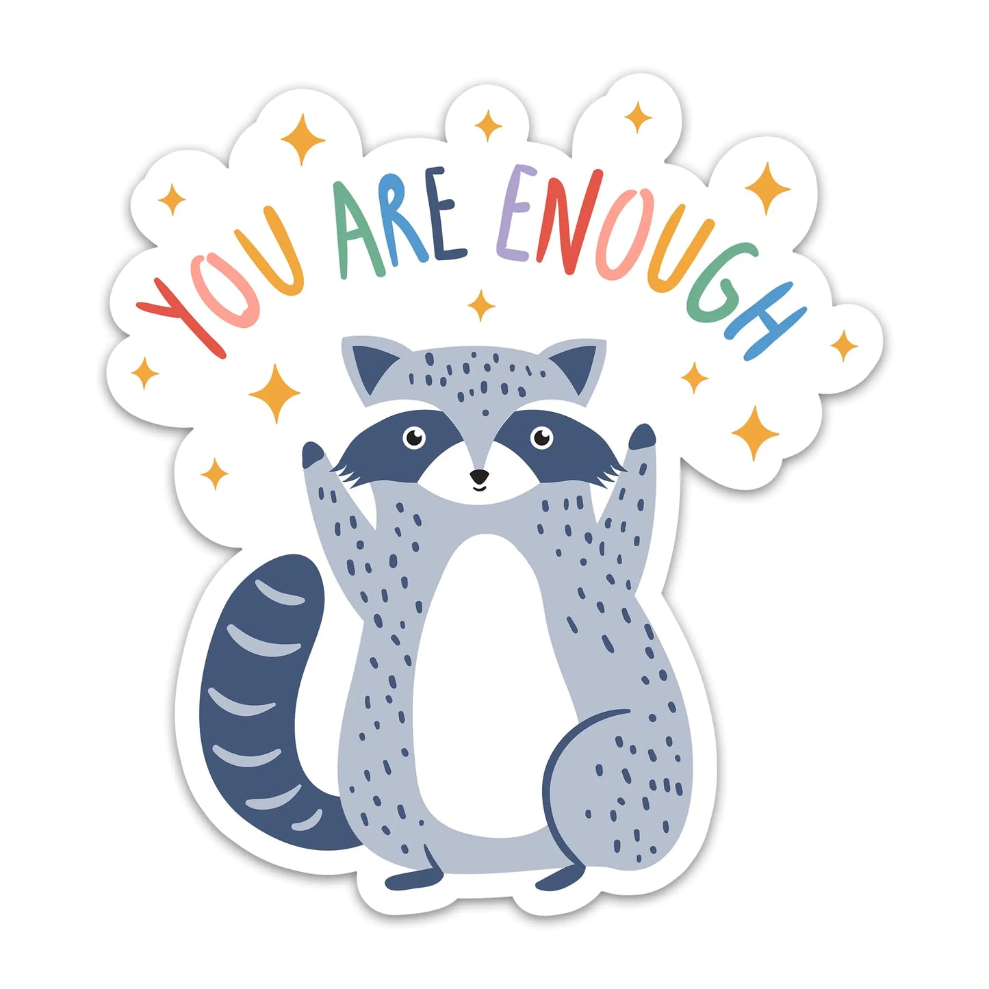 (3PCs) You are Enough Inspirational Sticker Cute Raccoon Motivational Self Love Waterproof Vinyl Mental Health Stickers for Laptop Water Bottle Phone Self Care Decals for Adults Teens (3 Inches)