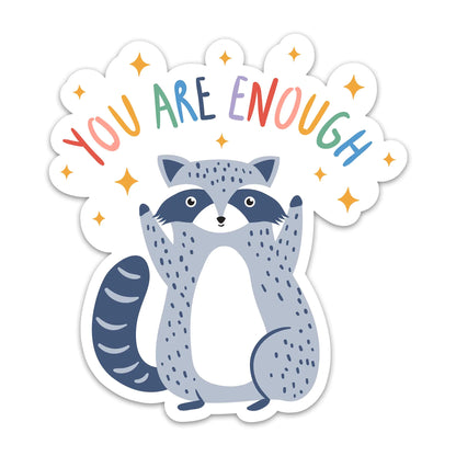 (3PCs) You are Enough Inspirational Sticker Cute Raccoon Motivational Self Love Waterproof Vinyl Mental Health Stickers for Laptop Water Bottle Phone Self Care Decals for Adults Teens (3 Inches)