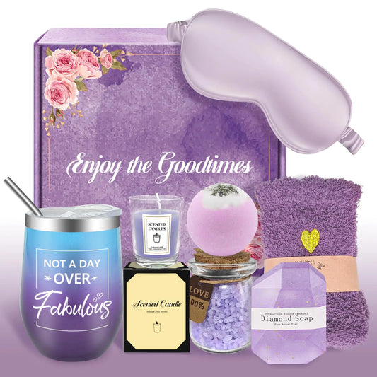 Self Care Gifts for Women Relaxing Spa Gifts Care Package Set for Women with Tumbler Self Care Kit with Bath bomb Bath Salt Candle Soap Self Care Basket for Women Wife Mom Friends Sister