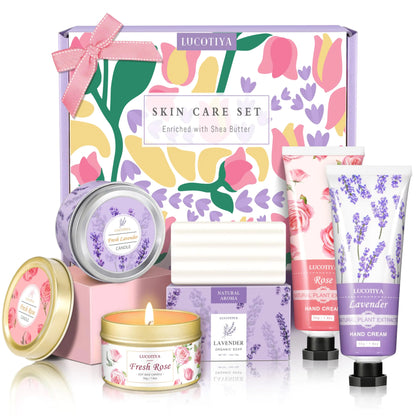 Gifts for Women Birthday Gifts for WomenLavender Rose Spa Gift BasketsThank You Gift Relaxing Self Care Gift for Mom SisterTeacherWife Female Friends Coworker