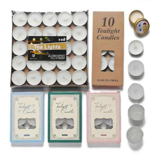 Set of 50 Unscented Tealight Candles (Single)